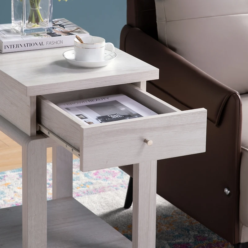 Simplie Fun Chairside Table White Oak