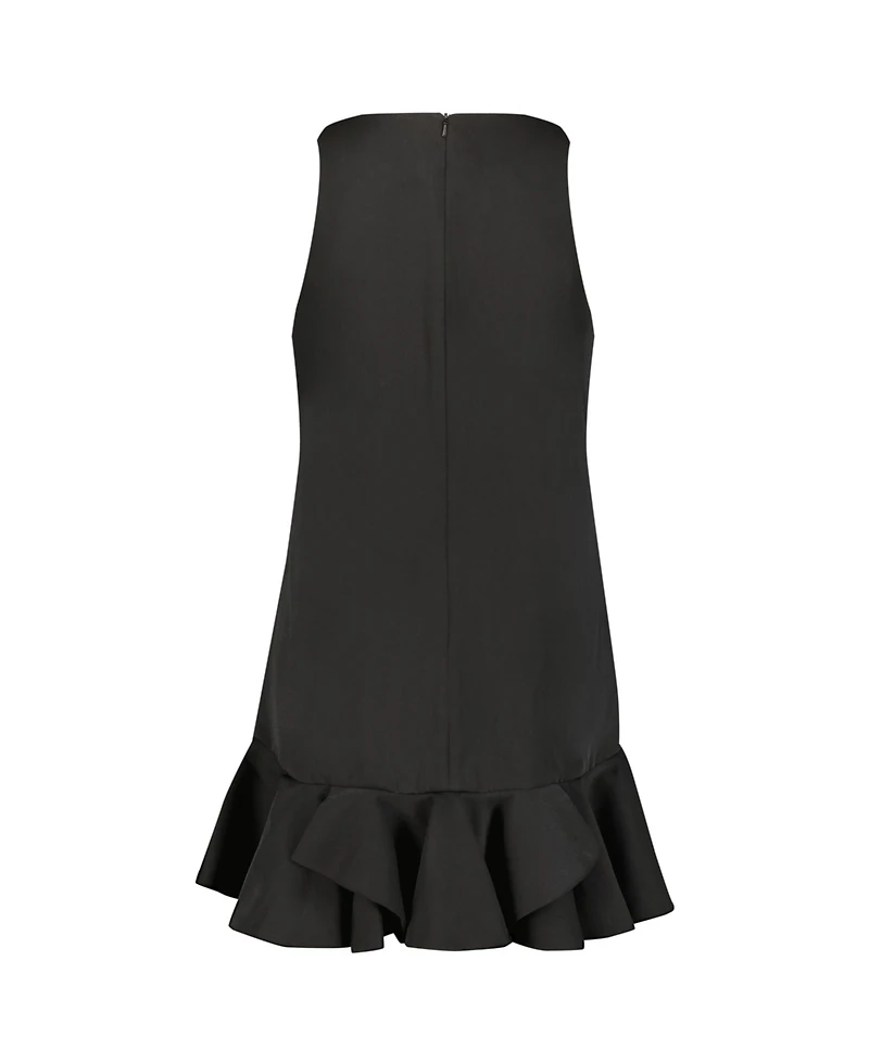 Women's Crepe Sleeveless Ruffle Hem Mini Dress