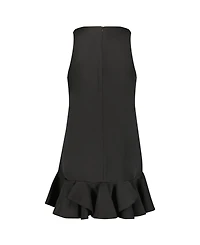 Women's Crepe Sleeveless Ruffle Hem Mini Dress