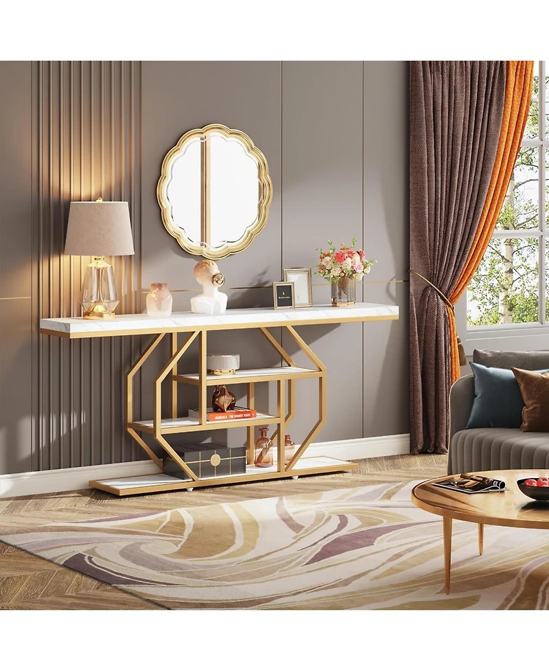 Tribesigns 70.9 inch Extra Long Console Table, Modern Sofa Table Behind Couch with Storage, 4 Tier Entryway Accent Table for Living Room, Hallway, Ent