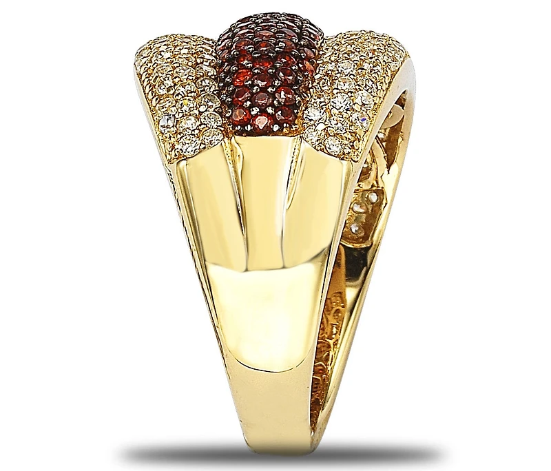 Suzy Levian New York Suzy Levian Sterling Silver Cubic Zirconia Three Row Pave Puff Ring