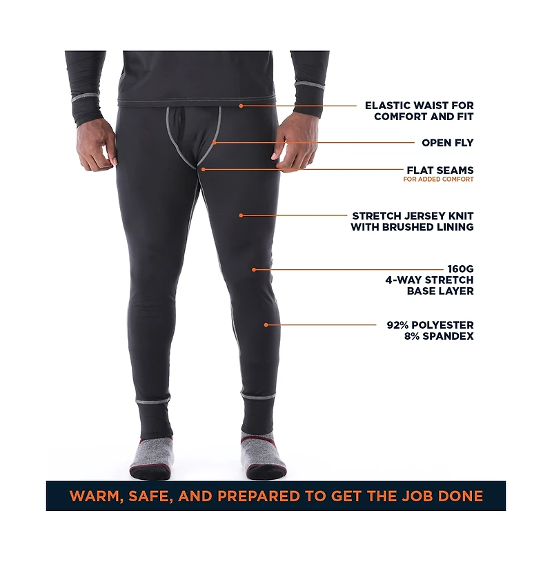 RefrigiWear Big & Tall Lightweight Base Layer Bottom - Ultimate Flexibility Warmth for All Seasons