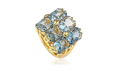 Suzy Levian New York Sterling Silver Cubic Zirconia Emerald-cut Cluster Ring