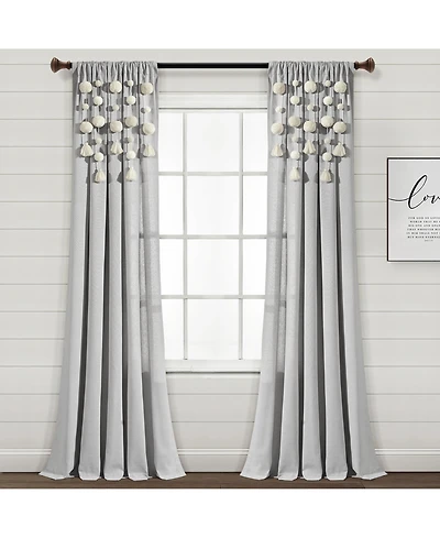 Lush Decor Boho Pom Tassel Linen Window Curtain Panel