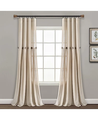 Lush Decor Linen Button Window Curtain Panels