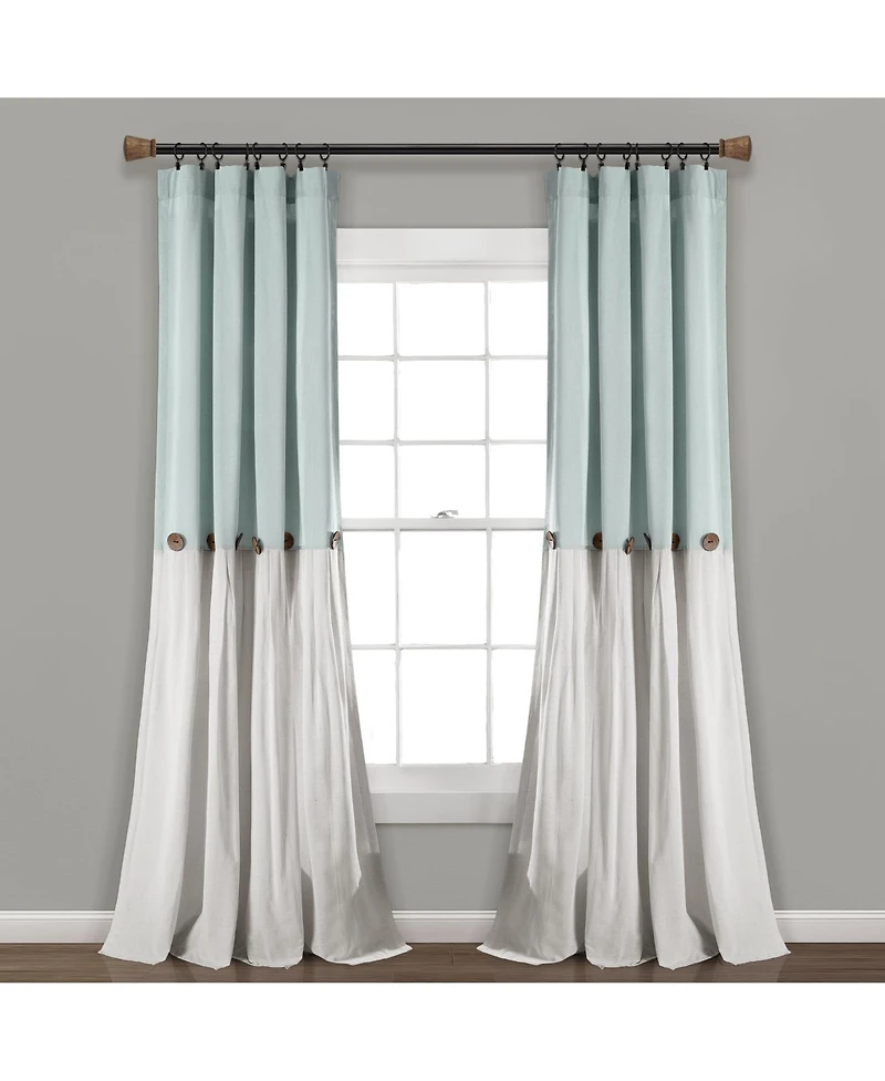 Lush Decor Linen Button Window Curtain Panels