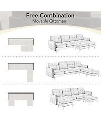 Streamdale Furniture 110" L-Shape Convertible Sectional Sofa with Ottoman