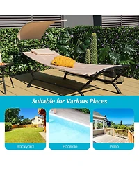 Slickblue Patio Hanging Chaise Lounge Chair with Canopy Cushion Pillow and Storage Bag