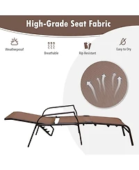 Slickblue 2 Pieces Patio Folding Chaise Lounge Chair Set with Adjustable Back-Brown