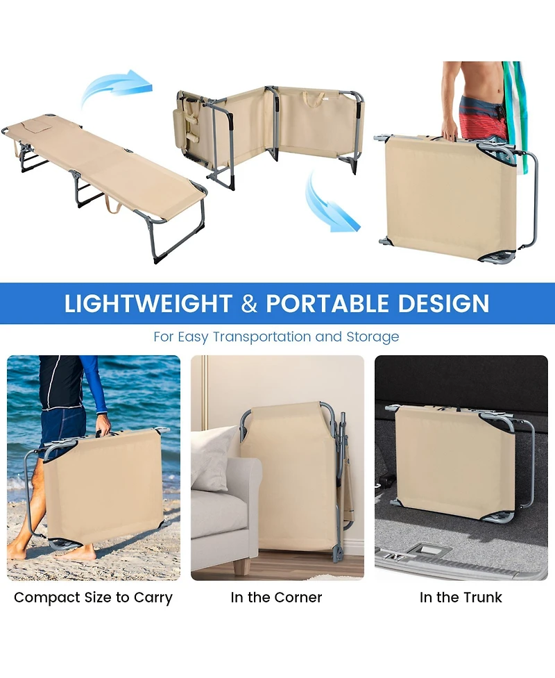 Slickblue Folding Chaise Lounge Chair with Face Hole for Beach