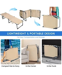 Slickblue Folding Chaise Lounge Chair with Face Hole for Beach