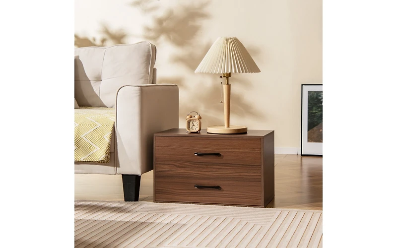 Stackable 2-Drawer Storage Cabinet with Handles for Entryway or Office Use