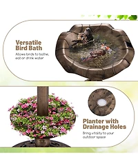 Slickblue Standing Pedestal Birdbath and Feeder Combo with Lotus Leaf Bowl