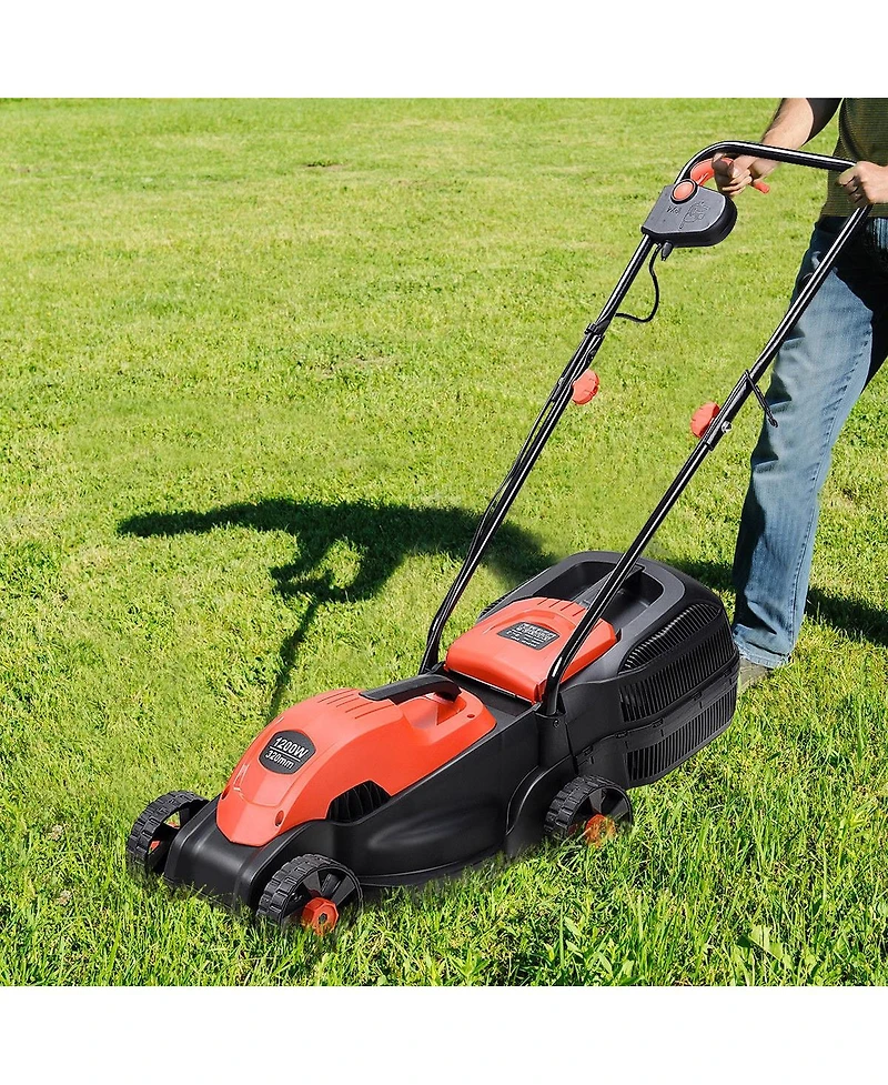 Slickblue Electric Push Lawn Corded Mower with Grass Bag