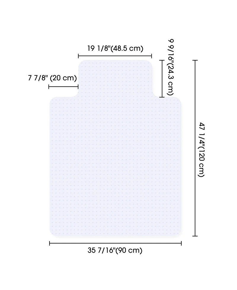 Yescom Clear Office Chair Mat for Low Pile Carpet 48" x 36" Thicken 1/8" with Lip 4PCS Plastic Floor Protector Home Studio