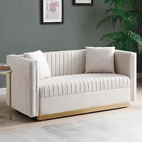 Streamdale Furniture Modern Beige Velvet Sofa Set with Pillows