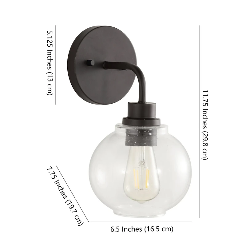 Jonathan Y Sandrine Iron/Seeded Glass Cottage Rustic Led Vanity Light