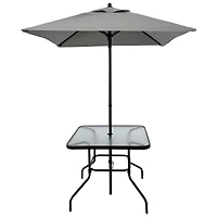 Streamdale Furniture 4-Person Metal Patio Set with Umbrella in Black