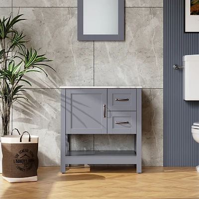 Streamdale 30In Gray Bathroom Vanity with Mirror And Top Only