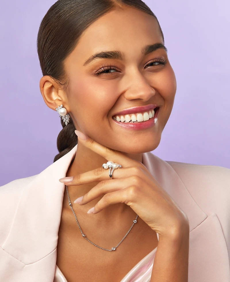 Arabella Sterling Silver Necklace, White Round-Cut Cubic Zirconia 7-Station Necklace (3-1/6 ct. t.w.)
