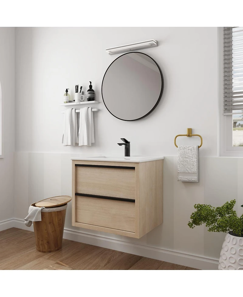 Streamdale 24" Bathroom Vanity With 2 Soft Close Drawers, White Ceramic Basin