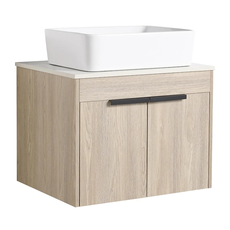 Simplie Fun 24" Modern Design Float Bathroom Vanity With Ceramic Basin Set