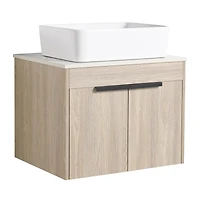 Simplie Fun 24" Modern Design Float Bathroom Vanity With Ceramic Basin Set