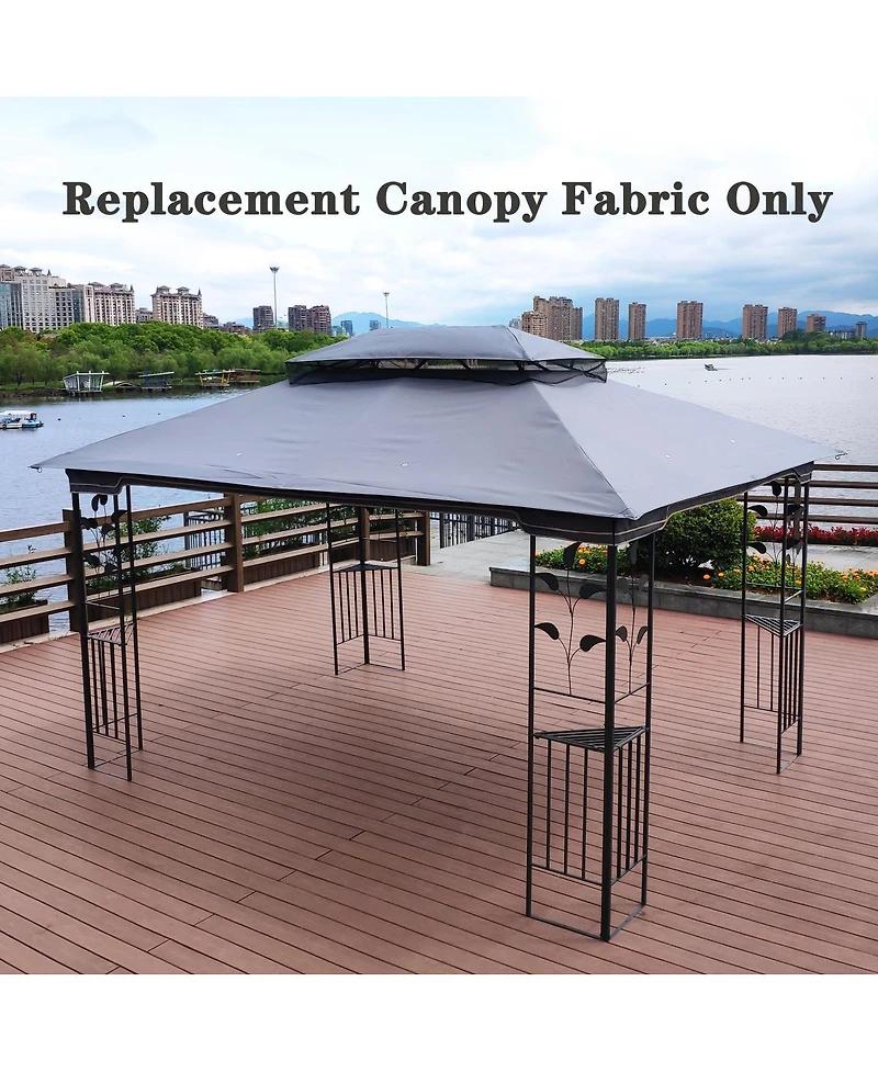Streamdale 13 X 10FT Patio Double Roof Gazebo Replacement Canopy Top Fabric, Gray