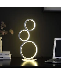 Streamdale 17" In 3-Ring Shaped Odu White Led Minimalist Metal Table Lamp