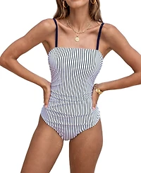 Cupshe Women's Striped Square Neck One-piece Swimsuit