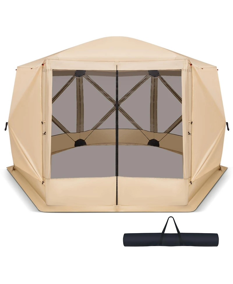 1.5 X 11.5 Ft 6-Sided Pop-up Screen House Tent With 2 Wind Panels for Camping