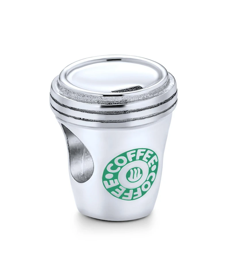Bling Jewelry Latte Lover Travel Mug Drink Coffee Cup Charm Bead Students Sterling Silver Fits European Charm Bracelet