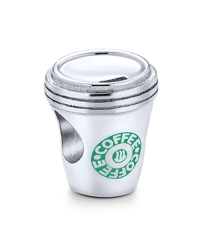 Bling Jewelry Latte Lover Travel Mug Drink Coffee Cup Charm Bead Students Sterling Silver Fits European Charm Bracelet