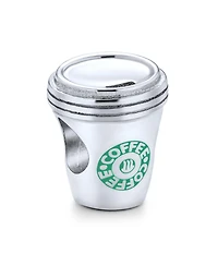 Bling Jewelry Latte Lover Travel Mug Drink Coffee Cup Charm Bead Students Sterling Silver Fits European Charm Bracelet