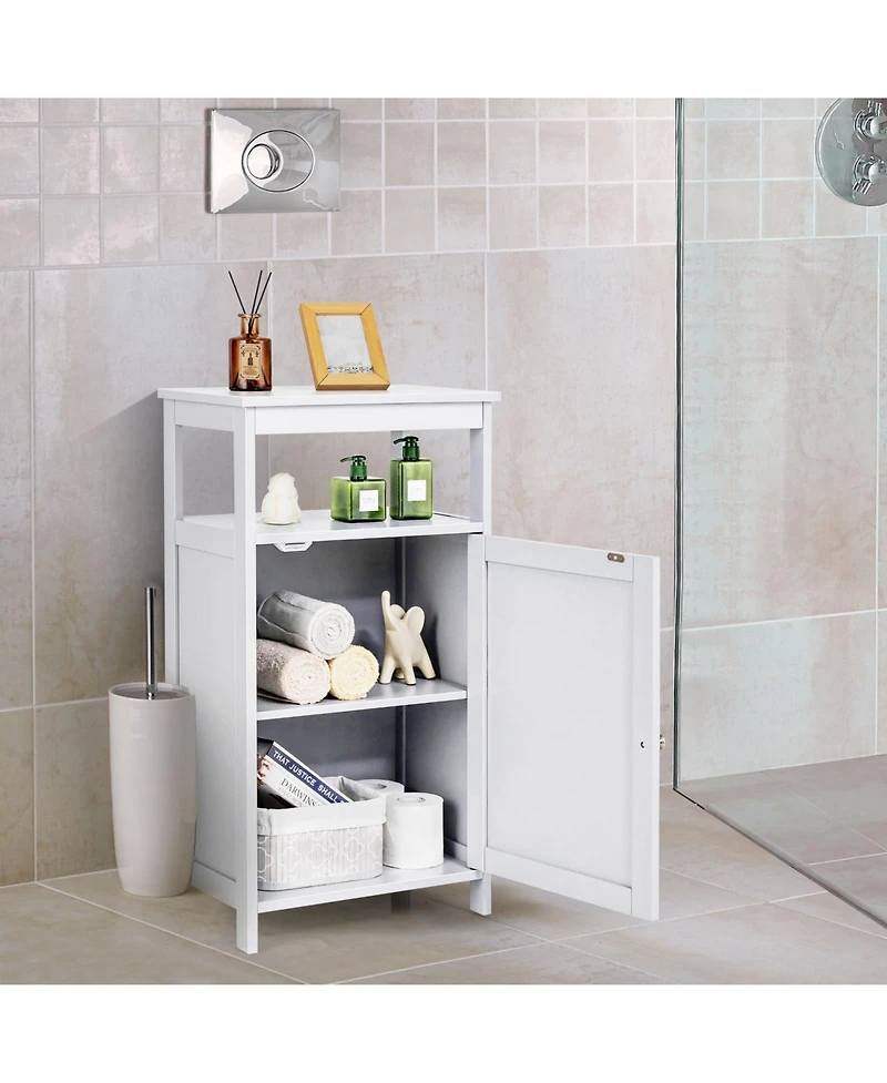Slickblue Bathroom Wooden Floor Cabinet with Multifunction Storage Rack-Grey