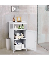 Slickblue Bathroom Wooden Floor Cabinet with Multifunction Storage Rack-Grey