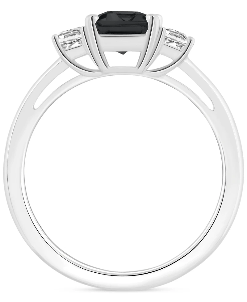 Onyx & White Topaz (3/4 ct. t.w.) Emerald-Cut Statement Ring Sterling Silver