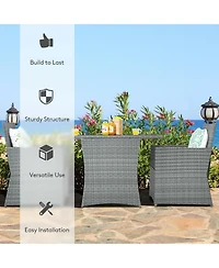 Slickblue 3 Pieces Patio Rattan Furniture Set with Cushioned Armrest Sofa