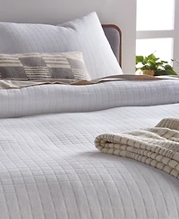 Last Act! Oake Organic Cotton Check Matelasse 3-Pc. Duvet Cover Set, King, Exclusively at Macy's