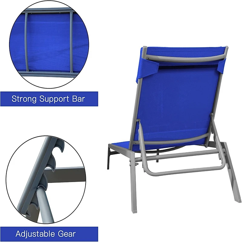 Simplie Fun Blue Patio Chaise Lounge Set with Table