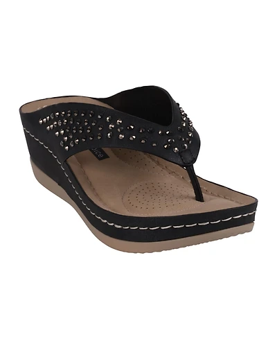 Gc Shoes Women's Tiana Embellished Comfort Wedge Sandals