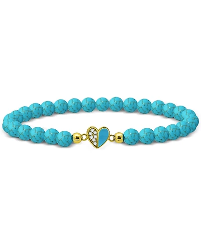 Giani Bernini Howlite Chryscolla Bead & Cubic Zirconia Heart Stretch Bracelet, Created for Macy's