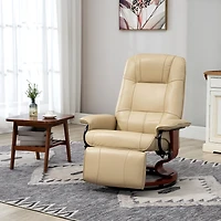 Homcom Faux Leather Manual Recliner with Swivel Wood Base,