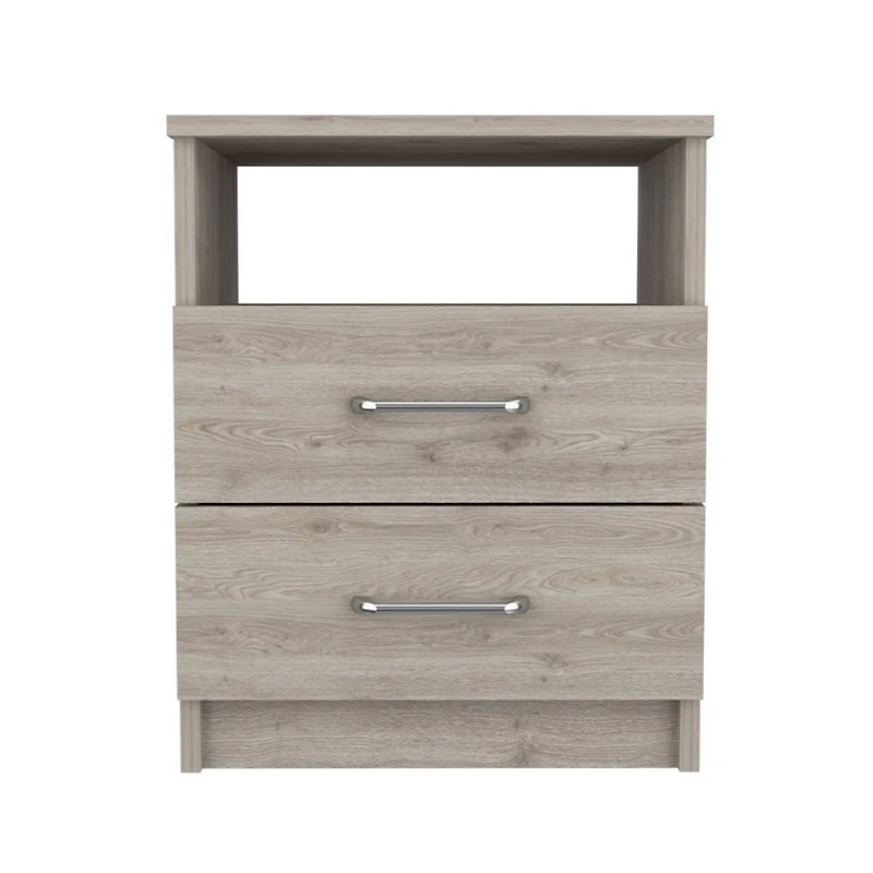 Streamdale Brookline 2-Drawer 1-Shelf Rectangle Nightstand Light Grey