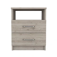 Streamdale Brookline 2-Drawer 1-Shelf Rectangle Nightstand Light Grey