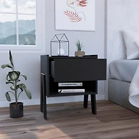 Streamdale Joy Nightstand, Four Legs, One Open Shelf, Drawer - Light Gray