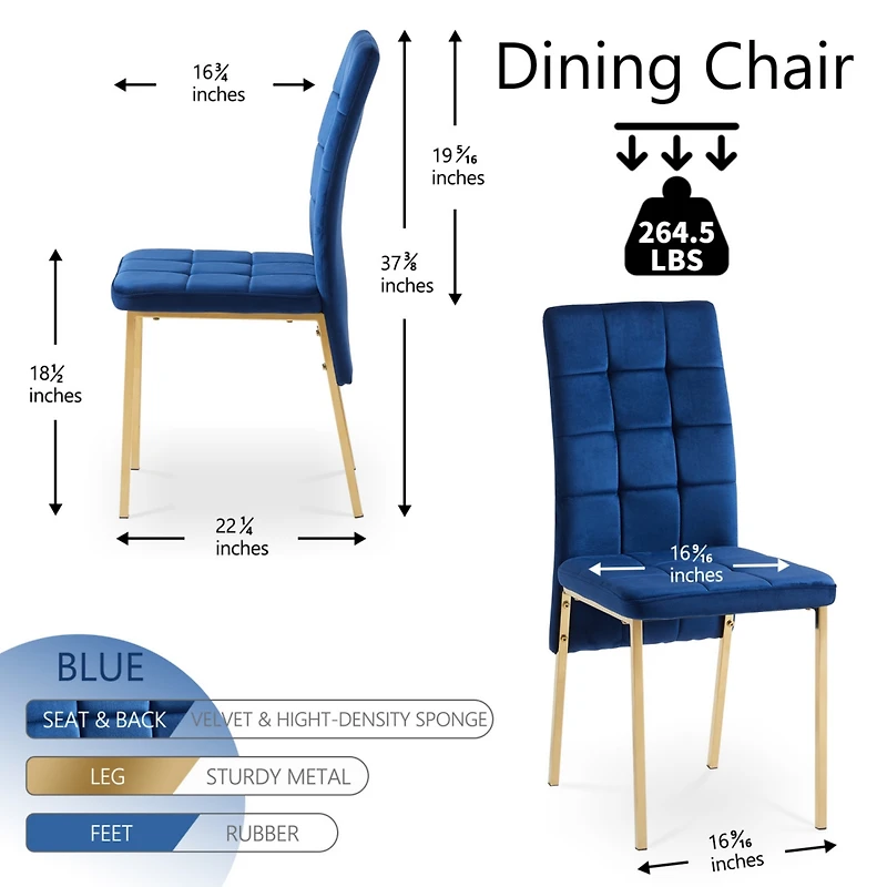 Streamdale Modern Velvet Nordic Dining Chair Set (4)