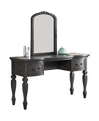 Streamdale Furniture Bedroom Classic Vanity Set Wooden Carved Mirror Stool Drawers Finish