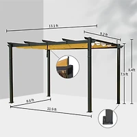 Streamdale Aluminum Pergola Gazebo with Retractable Canopy