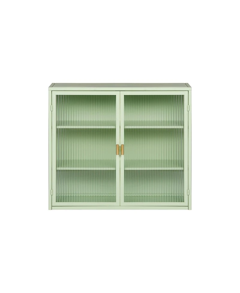 Streamdale Furniture Modern Mint Green Two-Door Wall Cabinet with Three-Tier Storage